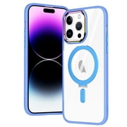 SaniMore for iPhone 13 Pro Case, Crystal-clear Backplane with 360 Degree Rotating Ring Kickstand Hybird PC TPU Drop Resistant Shockproof No-yellow Technology Strong Magnetic Shell, Blue