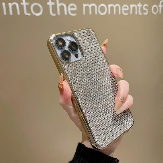 SaniMore for iPhone 13 Pro Case, Luxury Bling Glitter Diamond Cover for Girls Women Ladies Slim & Lightweight Flexible TPU All-Inclusive Protection Shell for iPhone 13 Pro, Gold