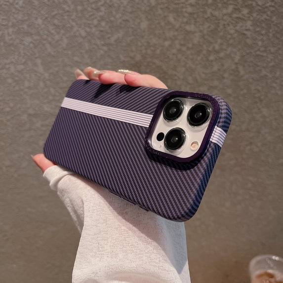 SaniMore for iPhone 13 Pro Case, Rugged PC Carbon Fiber Design for Women Men Shockproof Ultra-slim Fit Lightweight Stylish Shockproof Anti-fall Shell for iPhone 13 Pro - Darkpurple