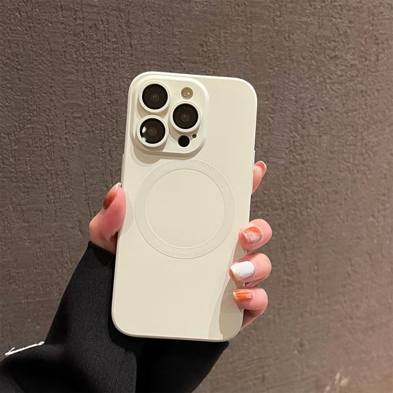 SaniMore for iPhone 13 Pro Liquid Magnetic Case, Flexible TPU Case with Wireless Charging & Tempered Glass Camera Lens Protector for iPhone 13 Pro Shockproof Protective Cover, White