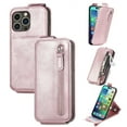 thumbnail image 1 of SaniMore for iPhone 13 Pro Magnetic Closure Top & Bottom Flip Wallet Case, Premium PU Leather Cover with Car Mount Card Slot & Adjustable Kickstand Full Body Protective Shell, Rosegold, 1 of 9