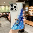thumbnail image 1 of SaniMore for iPhone 13 Pro Max 6.7" 2021 Case with 360 Rotating Ring Bracket, Unique Fashion Marble Print Pattern Soft TPU Slim Fit Protective Shockproof Stylish Girly Stand Phone Case, Navyblue, 1 of 6