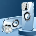 thumbnail image 1 of SaniMore for iPhone 13 Pro Max (6.7" 2021) Case, [Lens Camera Protector Film], Foldable Bracket Glass Anti-Fingerprint Shockproof Bumper Drop Resistant Wireless Charging Slim Magnetic Shell, Blue, 1 of 7