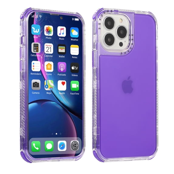 SaniMore for iPhone 13 Pro Max 6.7" 2021 Csae, Crystal Solid Color Rugged Backplane for Women Girls Shockproof TPU Bumper Drop-proof Slim Lightweight for iPhone 13 Pro Max 6.7 inch, Purple