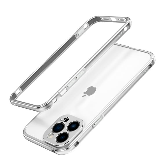 SaniMore for iPhone 13 Pro Max 6.7 "2021 Metal Bumper Frame + Lens Protector Case Heavy Duty Protective Anti-shock Drop Resistant Wear-resistant Ultra-thin for Women MenFor iPhone 13 Pro Max, Silver