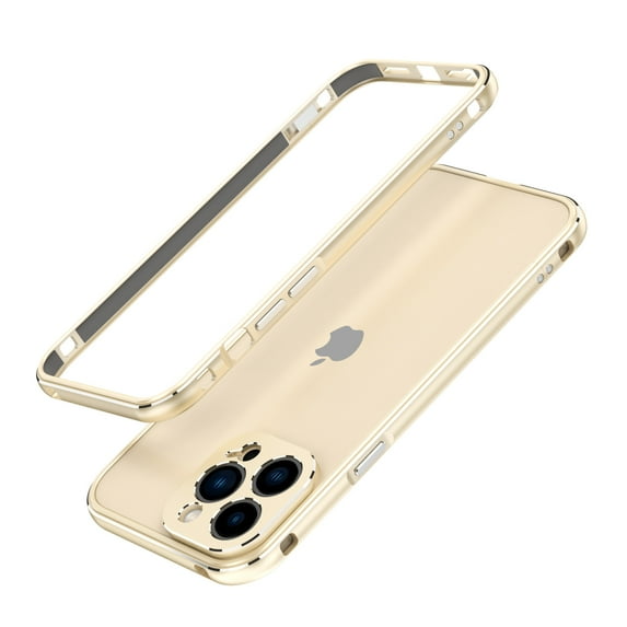 SaniMore for iPhone 13 Pro Max 6.7 "2021 Metal Bumper Frame + Lens Protector Case Heavy Duty Protective Anti-shock Drop Resistant Wear-resistant Ultra-thin for Women MenFor iPhone 13 Pro Max, Gold