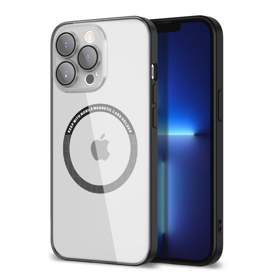 SaniMore for iPhone 13 Pro Max 6.7" 2021 Transparent Magnetic Case, Rugged Clear PC Back & TPU Bumpers Case with Wireless Charging for iPhone 13 Pro Max Shockproof Protective Cover, Black