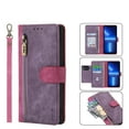 thumbnail image 1 of SaniMore for iPhone 13 Pro Max 6.7" 2021 Wallet Case, [Removeable Wrist Strap][Zipper Cash Pocket + Card Slots] Flip Kickstand Full Protective Magnetic Closure Retro Cover for iPhone 13 Pro Max, Rose, 1 of 8