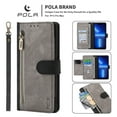 thumbnail image 1 of SaniMore for iPhone 13 Pro Max 6.7" 2021 Wallet Case, [Removeable Wrist Strap][Zipper Cash Pocket + Card Slots] Flip Kickstand Full Protective Magnetic Closure Retro Cover for iPhone 13 Pro Max, Black, 1 of 8