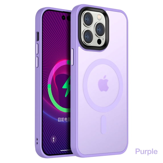 SaniMore for iPhone 13 Pro Max 6.7" Magnetic Case, Rugged PC Translucent Back Case with Wireless Charging Heavy Duty Full Body Protective Case for 13 Pro Max Women Men, Lightpurple