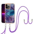 thumbnail image 1 of SaniMore for iPhone 13 Pro Max Case, Marble Pattern 3 in 1 Heavy Duty Shockproof Full Body Hard PC IMD Bumper Crossbody Lanyard Women Girls Shockproof Cover for iPhone 13 Pro Max, Purple, 1 of 7