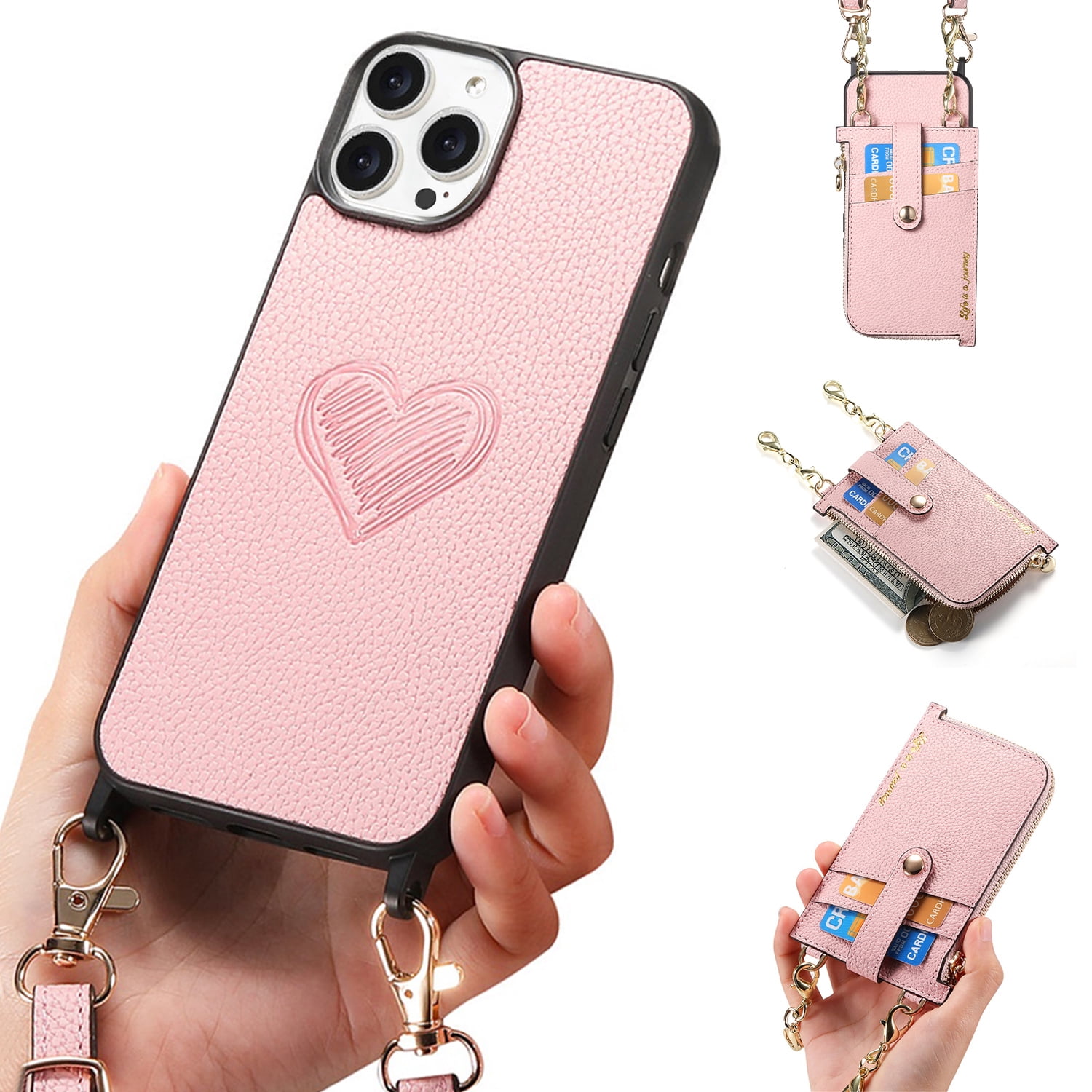 SaniMore for iPhone 13 Pro Max Case, PU Leather Removeable Zipper Purse ...