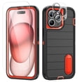 thumbnail image 1 of SaniMore for iPhone 13 Pro Max Hybird Case, [Tempered Glass Screen Protector] Rugged PC Back Shockproof TPU Shell Hidden Kickstand Drop Resistant Anti-slip Heavy Duty Protective Cover, A-Black/Orange, 1 of 9