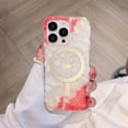 thumbnail image 1 of SaniMore for iPhone 13 Pro Max Magnetic Case Support Wireless Charging, Flexible TPU Transparent Frosted Floral Pattern [Not Yellowing Technology] Shockproof Protective Shell, Red & White Flower, 1 of 7