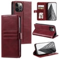 thumbnail image 1 of SaniMore for iPhone 13 Pro Max PU Leather Case, Wallet Design with Card Slots Cash Pocket [Wrist Strap] Flip kickstand Full Body Protection Magnetic Closure Business TPU Shell, Winered, 1 of 11