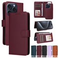 thumbnail image 1 of SaniMore for iPhone 13 Pro Wallet Case, Detachable Strong Magnetic PU Leather Flip Cover PU Leather with Magnetic Shell Card Slots Cash Pocket Wristlet Strap Full Body Protective Stand Shell, Winered, 1 of 12