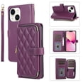 thumbnail image 1 of SaniMore for iPhone 14（2022) Buisness Case, Zipper Purse [Card Holders] Magnetic Clasp Flip Kickstand Wrist/Crossbody Lanyard PU Leather Wear-resistant Full Body Protective Wallet Shell, Darkpurple, 1 of 12