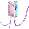 thumbnail image 1 of SaniMore for iPhone 14 6.1" 2022 Case with Detachable Crossbody Lanyard Shockproof TPU Backplane Marble Pattern Luxury Fashion Anti-drop Slim Lightweight Cover For iPhone 14, Lightpurple, 1 of 4