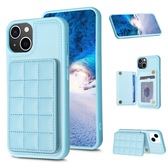 SaniMore for iPhone 14 (6.1" 2022) Case, Flip PU Leather Diamond-Shaped with Built-in Card Slots, Kickstand and Shockproof Anti-drop Phone Case for iPhone 14 Wallet Shell, Blue