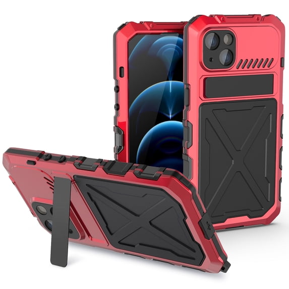 SaniMore for iPhone 14 6.1" 2022 Case, Heavy Duty Protective 3-layer with Wireless Charing Hidden Kickstand Military-grade Anti-drop Shockproof Rugged Cover for iPhone 14 6.1" 2022, Red