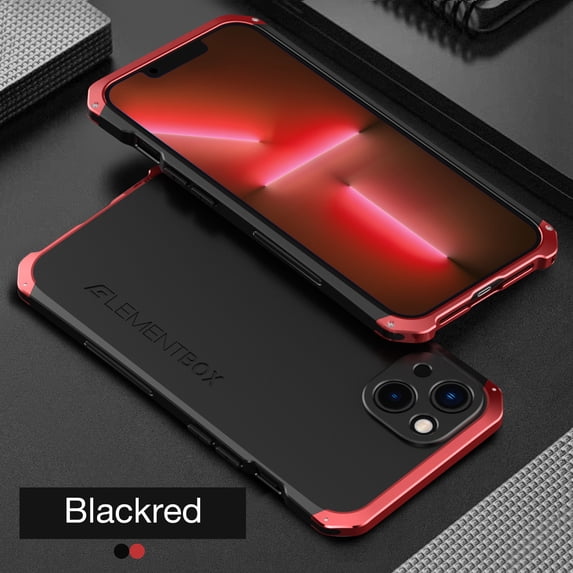 SaniMore for iPhone 14 6.1" 2022 Case, Heavy Duty Protective Alloy Frame Rugged Frosted PC Backplane Drop Resistant Shockproof Anti-scratch Slim Lightweight Hybird Case for iPhone 14 6.1", Blackred
