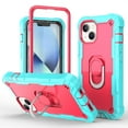 thumbnail image 1 of SaniMore for iPhone 14 6.1" 2022 Case with Hidden Bracket Rugged Heavy Duty Protective [Hard PC Back + Silicone Bumper] Shokcproof Anti-drop Tri-layer Hybird Shell for iPhone 14, Green + Rose, 1 of 7