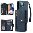 thumbnail image 1 of SaniMore for iPhone 14 6.1" 2022 Case, PU Leather 2 in 1 Zipper Wallet Removeable Wrist Strap Card Slots Cash Pocket Kickstand Shockproof Anti-fall Full Protective Shell For iPhone 14, Blue, 1 of 15