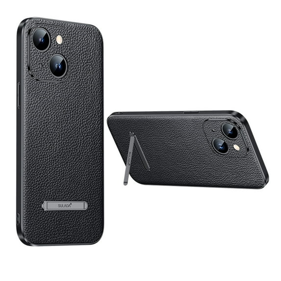 SaniMore for iPhone 14 6.1" 2022 Case, PU Leather Shell with Ultra-thin Design Hidden Bracket All-inclusive Hybird Shock Resistant Anti-fall Wear-resistant Cover For iPhone 14 6.1 Inch, Black
