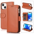 thumbnail image 1 of SaniMore iPhone 14 6.1" 2022 Case with Wrist Strap 2 in 1 Zipper Wallet [Card Slots] Premium PU Leather Skin [Retro Durable] Shockproof Anti-scratch Kickstand Business Cover For iPhone 14, Brown, 1 of 8
