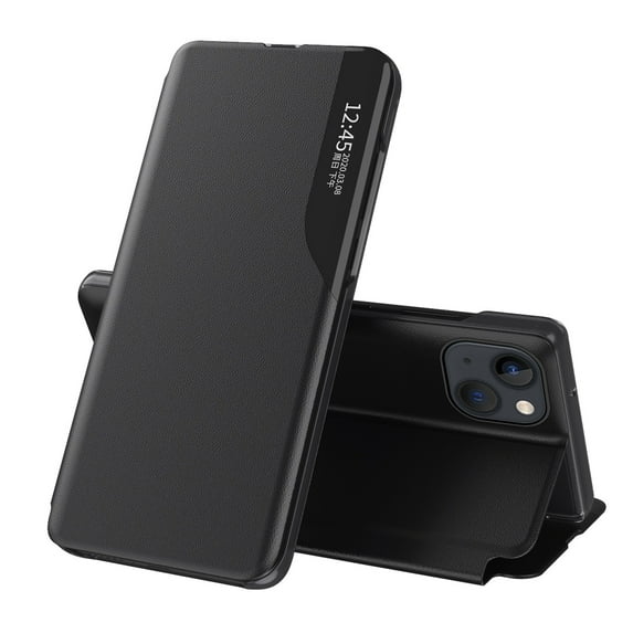 SaniMore for iPhone 14 6.1" 2022 Magnetic Flip Case, PC & Leather Case with Kickstand Anti-Fingerprint Shockproof Protective Case for iPhone 14 Women Men, Black