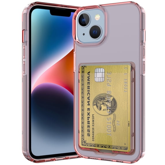 SaniMore for iPhone 14 6.1" Magnetic Case, Rugged PC Back & Soft TPU Bumpers Case with Card Slot & Wireless Charging Shockproof Protective Case for iPhone 14 Women Men, Pink