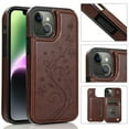 thumbnail image 1 of SaniMore for iPhone 14 6.1" Magnetic Wallet Case, PU Leather Case with Card Slot & Multi-Angle Kickstand Shockproof Protective Case for iPhone 14 Women Ladies, Brown, 1 of 9