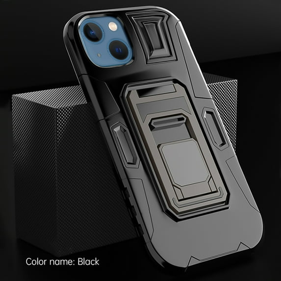 SaniMore for iPhone 14 6.1" Multi-Functional Magnetic Case, Rugged PC Back with Car Mount & 360° Rotating Kickstand Military Grade Shockproof Protective Case for iPhone 14, Black