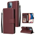 thumbnail image 1 of SaniMore for iPhone 14 6.1" PU Leather Case, Magnetic Closure Flip Wallet Cover with Wrist Strap Card Slot & Multi-Angle Kickstand All-Inclusive Protective Shell, Winered, 1 of 7