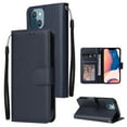 thumbnail image 1 of SaniMore for iPhone 14 6.1" PU Leather Case, Magnetic Closure Flip Wallet Cover with Wrist Strap Card Slot & Multi-Angle Kickstand All-Inclusive Protective Shell, Black, 1 of 7