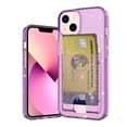 thumbnail image 1 of SaniMore for iPhone 14 6.1" Translucent Glitter Case, Rugged PC Back & Soft TPU Bumpers Case with Card Slot Shockproof Protective Case for iPhone 14 Women Ladies Girls, Purple, 1 of 8