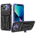 thumbnail image 1 of SaniMore for iPhone 14 6.1" Upgraded Military Shockproof Case, Rugged PC Back & TPU Bumpers Case with Invisible Sliding Card Slot & Kickstand Shockproof Protective Case, Purple, 1 of 10