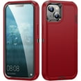 thumbnail image 1 of SaniMore for iPhone 14 Case, 3-Layer Shock Absorbing Non-Slip Stripes [Soft Silicone Rubber] [Hard PC Bumper] Military Grade Shockproof Protective Cover for iPhone 14, Red, 1 of 8