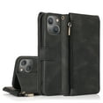 thumbnail image 1 of SaniMore iPhone 14 Case (6.1" 2022) with Zipper Wallet & Wrist Strap & Magnetic Closure Card Slots Kickstand Shockproof Anti-drop Slim Full-around Protective Business Cover For iPhone 14, Black, 1 of 7