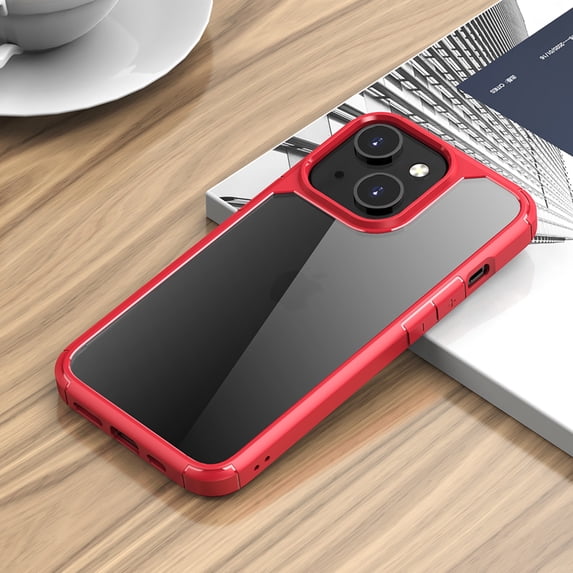 SaniMore for iPhone 14 Case, Anti-slip Design Wireless Charging Heavy Duty Protective Drop Resistant Slim Fit Lightweight Transparent No-yellow Shell iPhone 14(6.1" 2022), Red