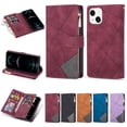 thumbnail image 1 of SaniMore for iPhone 14 Case with Card Slot, Line Stitching Metal Button Zipper Wallet PU Leather Cover with Folio Flip Kickstand + Hand Strap Shockproof Protective Shell, Winered, 1 of 9
