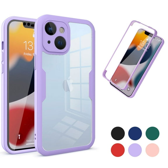 SaniMore iPhone 14 Case with Front Screen Protector, [360 Full Body] [Compatible Magsafe Wireless Charging] Protective Shockproof Bumper Case for iPhone 14 6.1" 2022, Purple