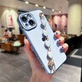 thumbnail image 1 of SaniMore for iPhone 14 Case, Love Pattern Cover with Heart Bracelet Hand Strap for Ladies Girls Women Hand Chain Rear Camera Protection Soft TPU Shockproof Protective Shell, Blue, 1 of 9