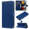 thumbnail image 1 of SaniMore for iPhone 14 Case, with RFID Blocking [2 Card Slots] PU Leather Cover with Detachable Hand Strap Flip Kickstand Magnetic Wallet Cover for iPhone 14, Blue, 1 of 9