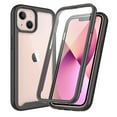 thumbnail image 1 of SaniMore for iPhone 14 Case, Rugged PC Back & TPU Bumpers Two-Layer Structure Transparent Cover with PET Screen Protector Shockproof Protective Shell for iPhone 14, Black, 1 of 5