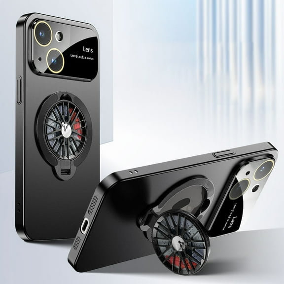 SaniMore for iPhone 14 Case, Strong Magnetic 360° Rotating Bracket Gyroscope Wireless Charging Lens Protection Drop Resistant Anti-scratch Slim Fit 3 in 1 for iPhone 14 Shell, Black