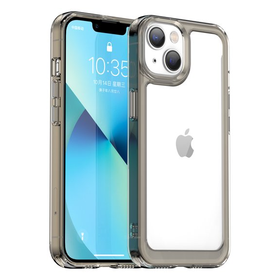 SaniMore for iPhone 14 Lightweight Transparent Case, Rugged Clear PC Back & TPU Bumper [Not Yellowing Technology] Heavy Duty Full Body Protective Case for iPhone 14, Gray