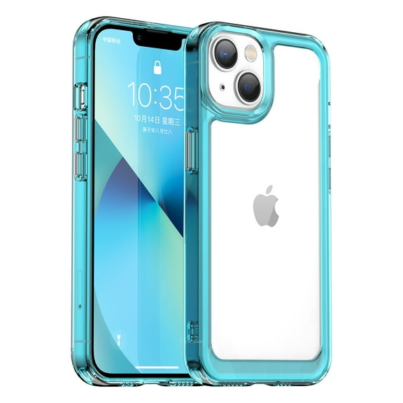 SaniMore for iPhone 14 Lightweight Transparent Case, Rugged Clear PC Back & TPU Bumper [Not Yellowing Technology] Heavy Duty Full Body Protective Case for iPhone 14, Skyblue
