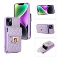 thumbnail image 1 of SaniMore for iPhone 14 PU Leather Case, Multi-Functional Metal Snap Wallet Cover with Card Slot & Kickstand Shoulder Strap Full Body Protective Shell for iPhone 14, Purple, 1 of 10