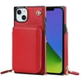 thumbnail image 1 of SaniMore for iPhone 14 Plus 6.7" 2022 Case with Back Zipper Wallet Flip Kicktsand Crossbody Shoulder Strap Retro PU Leather Wear-resistant Shockproof Anti-drop Cover for iPhone 14 Plus, Red, 1 of 9